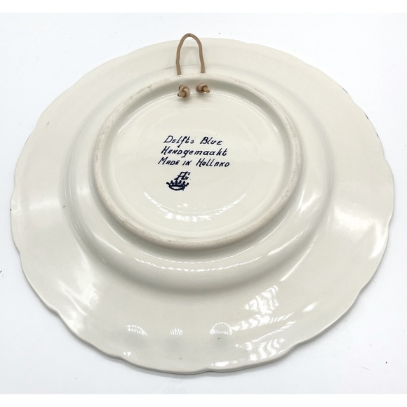 Delft Blue And White Ceramic Plate Windmill Scene Handmade - Picture 2 of 2